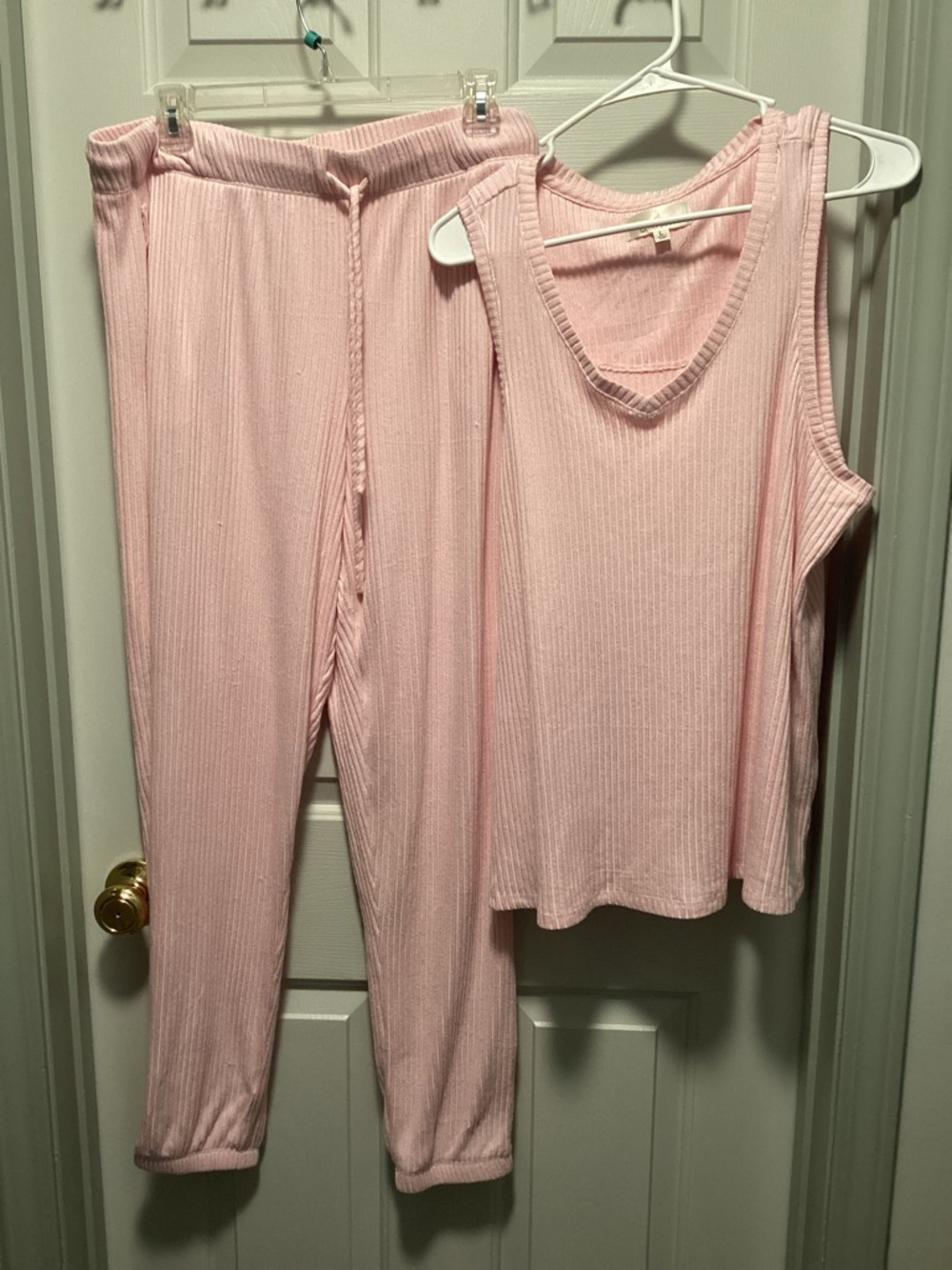 Cuddl Duds Ribbed Tank and Jogger Sleep Set - Pink